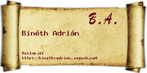 Binéth Adrián névjegykártya